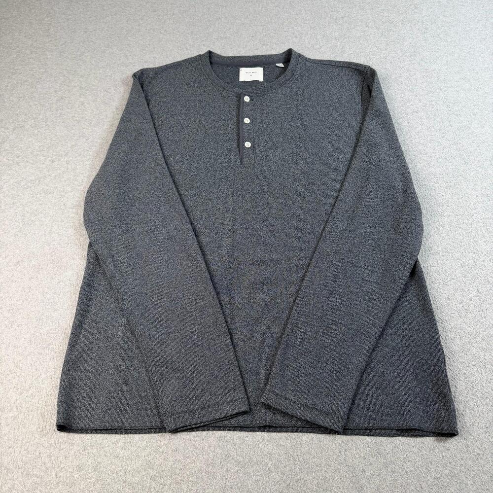 Billy Reid Shirt Men XL Gray Long Sleeve Henley Knit Soft Heritage Academia Peru